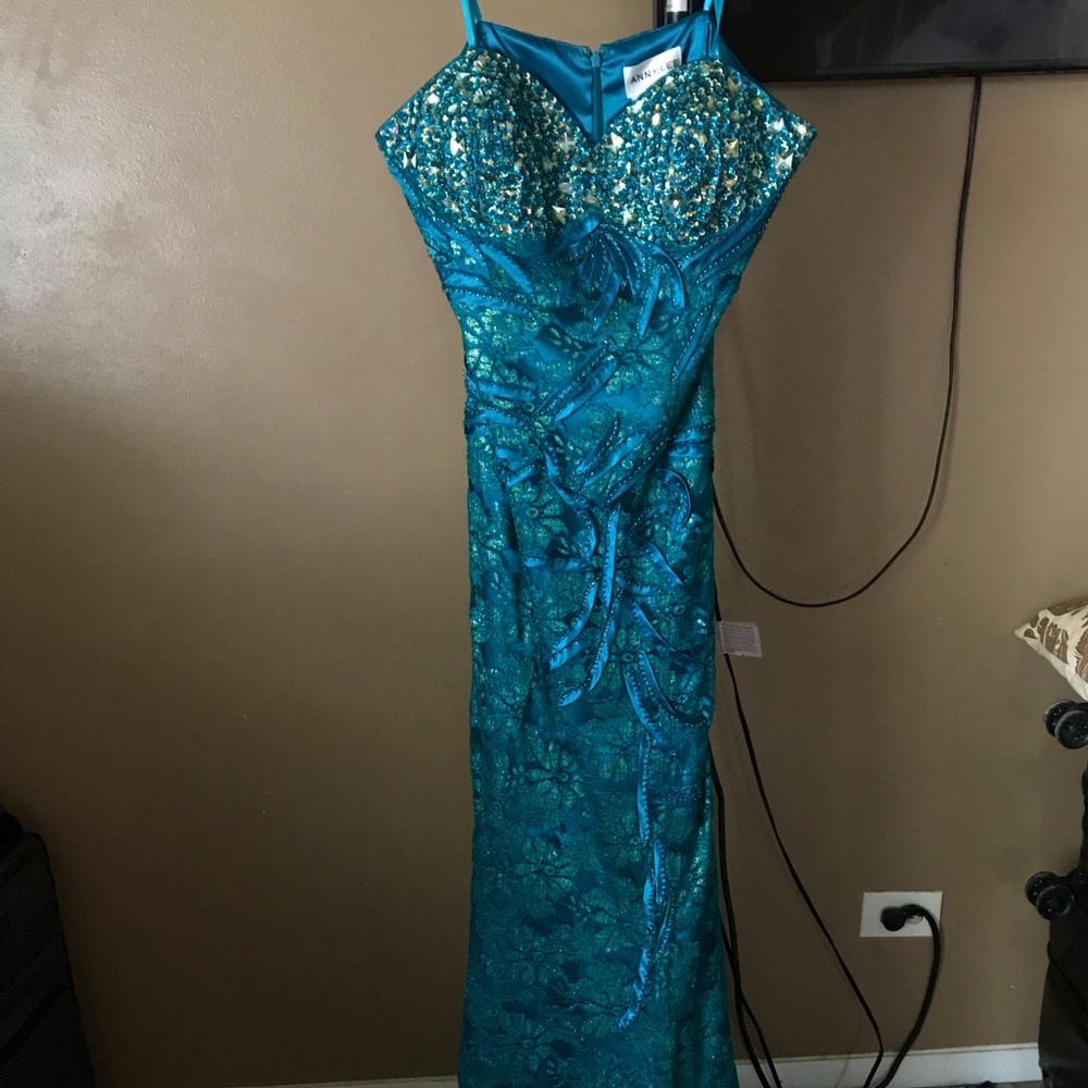 Teal lace mermaid dress ANNY LEE